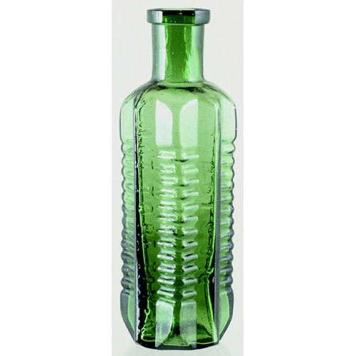 170 - ETON STAR POISON. (DP pg 58) 4.75ins tall, green glass. POISON/ NOT TO BE TAKEN embossed vertically.... 