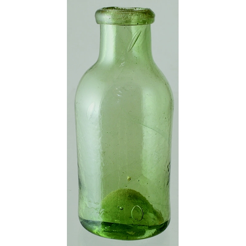 210 - FREEBLOWN EARLY UTILITY BOTTLE FREEBLOWN EARLY UTILITY BOTTLE. 5ins tall. Good dark greeny-aqua glas... 