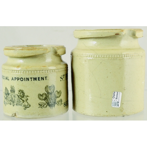 79 - PAIR OF G. ZALINOFF CAVIARE JARS. Tallest 4ins, two variants of G. ZALINOFF one Brighton other Baysw... 