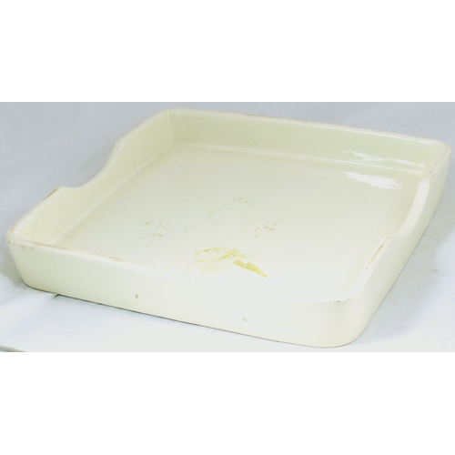 93 - PURE LARD GROCERS POTTERY SLAB. 13.75 x 13.5ins, off white glaze, square shape slab for PURE LARD in... 