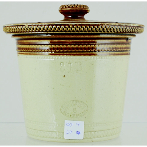 94 - BUTTERCUP DAIRY BUTTERCROCK. 6ins tall to top of lid. T.t, central pictorial black transfer of cow, ... 