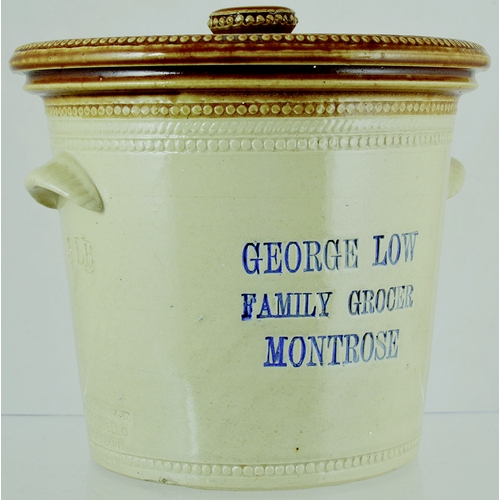 95 - MONTROSE BUTTERCROCK. 8ins tall to top of lid. T.t, wheeled decoration lid, around top & base, side ... 