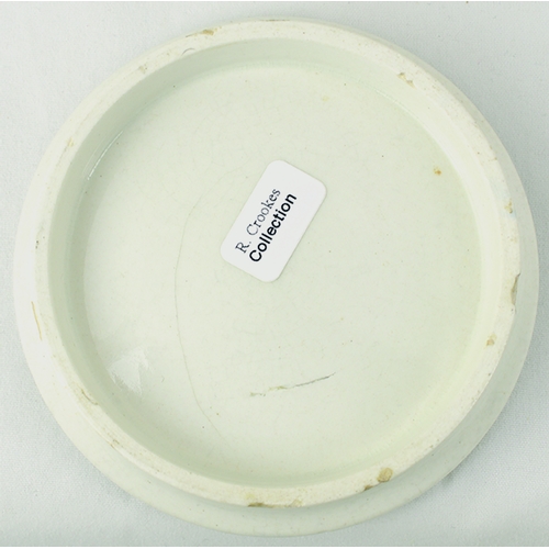 527 - OTTO OF ROSE COLD CREAM POT LID. 3.25ins diam. Black transfer OTTO OF ROSE/ COLD CREAM, J.M. DAVIS &... 