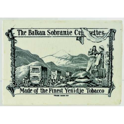 536 - BALKAN SOBRANIE BOX. 6 x 4.25ins. Ceramic rectangular box advertising BALKAN SOBRANIE CIGARETTES/ MA... 