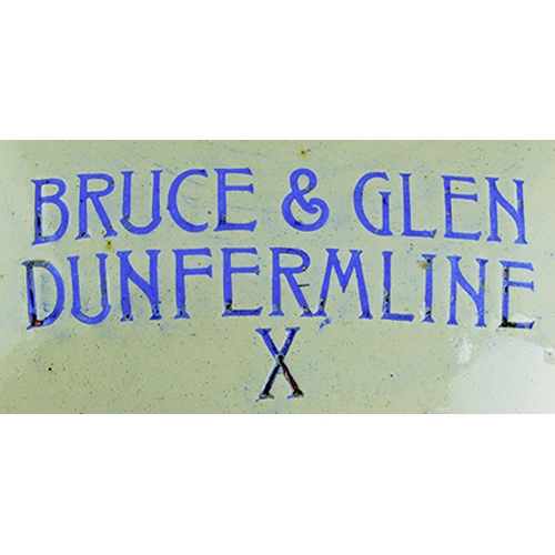 546 - DUNFERMLINE FLAT SIDED FLAGON. 16.5ins tall. Cream glaze handled, 2 gallon flagon. BRUCE & GLEN/ DUN... 