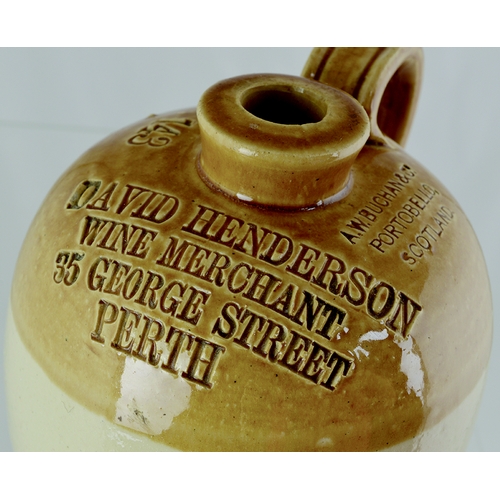 547 - PERTH FLAGON. 7.75ins tall, t.t. 2pt handled flagon. Imp’d front DAVID HENDERSON/ WINE MERCHANT/ 35 ... 