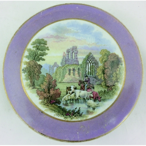 297 - PRATT LIDS GROUP PLUS WOODEN FRAMES. 6.25ins, Multicoloured Village Wedding (chipped), The Enthusias... 