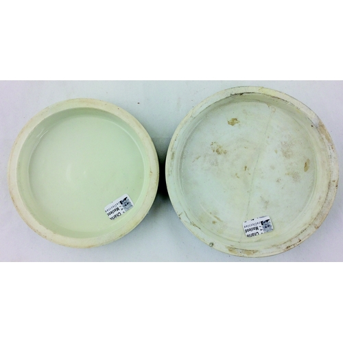 406 - POT LID PAIR. Largest 4ins dam. 1. POTTED BEEF/ INVERNESS NB - needs a clean. 2. F.A.BOVILL GENUINE ... 