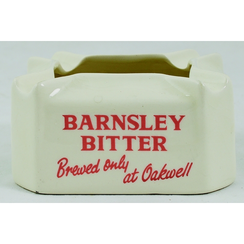 83 - BARNSLEY BITTER ASHTRAY. 4 x 3ins. Off white glaze, BARNSLEY/ BITTER/ BREWED ONLY/ AT OAKWELL transf... 