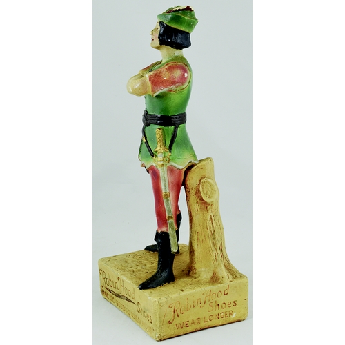 100 - ROBIN HOOD SHOES SHOP DISPLAY FIGURE. 15ins tall. Multicoloured, hand painted, plaster figure of Rob... 