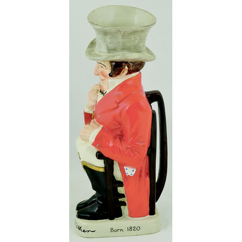 91 - JOHNNIE WALKER BACK BAR FIGURE. 15ins tall. Multicoloured, seated figure of Johnnie Walker, rear han... 