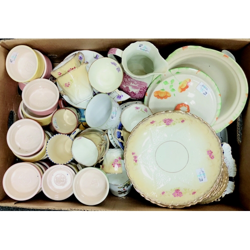 244 - MIXED POTTERY GRP. Inc floral tea set, modern ceramic bowls, christmas cups, some Poole pottery item... 