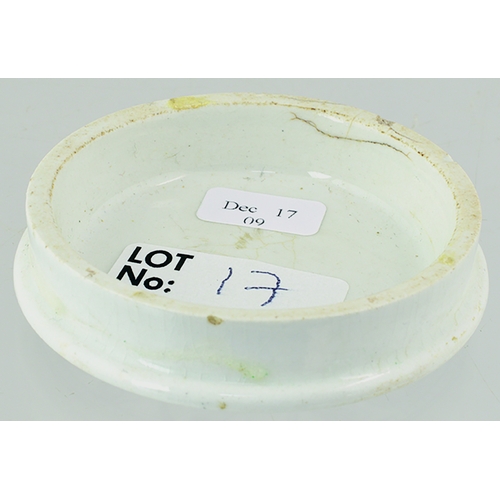 17 - CHERRY TOOTH PASTE POT LID. 2.5 ins diam, black transfer CHERRY TOOTH PASTE/ LORIMER & CO/ ISLINGTON... 