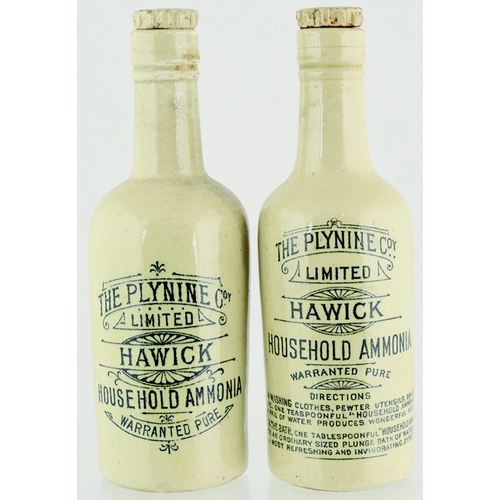 42 - HAWICK HOUSEHOLD AMMONIA DUO. 9ins tall, cream glaze, black transfer, both with original lettered st... 