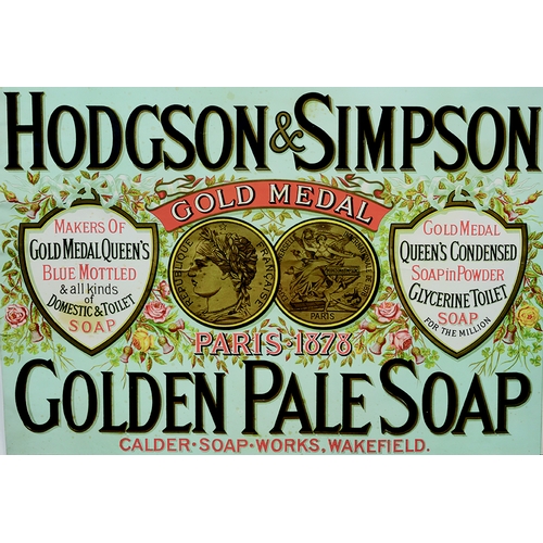 59 - WAKEFIELD GOLDEN PALE SOAP POSTER. 28 by 22ins, HODGSON & SIMPSON very decorative with floral patten... 