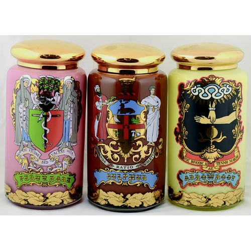 62 - ROYAL PHARMACUTICAL SOCIETY SPECIE JARS. 12ins tall. Limited edition copies of classic pharmacy shop... 