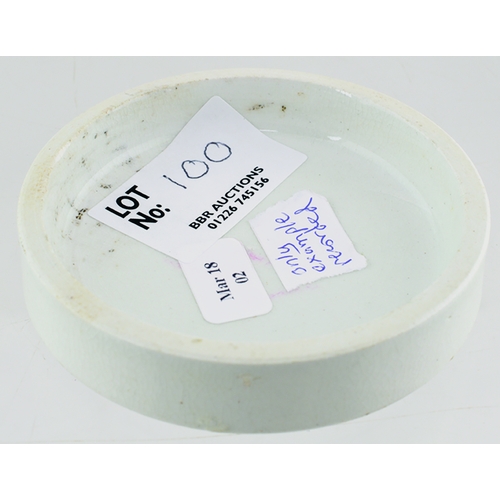 100 - LLANDUDNO CHERRY TOOTHPASTE POT LID. 2.5ins dam. A most unusual dark seafoam/ dark blue-green colour... 