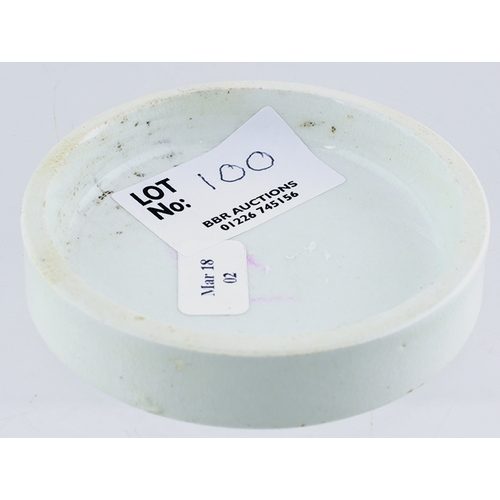 100 - LLANDUDNO CHERRY TOOTHPASTE POT LID. 2.5ins dam. A most unusual dark seafoam/ dark blue-green colour... 