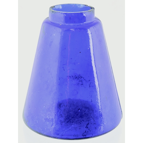 96 - THE GLOY GLUE POT. 4.25ins tall. Cobalt blue, conical shape embossed across the front THE GLOY/ MANU... 