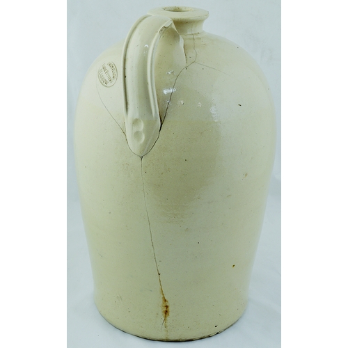 60 - GLASGOW SAMUEL DOW LTD FLAGON. 15.5ins tall, cream glaze, black transfer . Bird pict. t.m. to centre... 