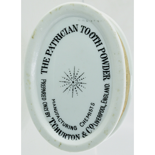 20 - LIVERPOOL TOOTH POWDER. 3.75 x 2.75ins. Oval shape, white background with coloured pict. image of el... 