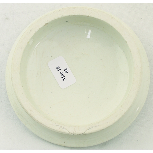 23 - DE LEONS CHERRY TOOTH PASTE POT LID. 3.25ins diam. Pale greeny grey transfer DE LEONS/.../ CHERRY TO... 