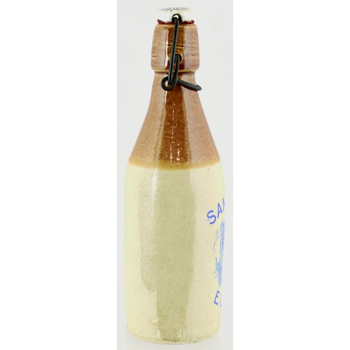 34 - ELGIN GINGER BEER. 9ins tall to top of stopper. T.t. ch, s.s, blue transfer SANG & CO/ ELGIN, centra... 