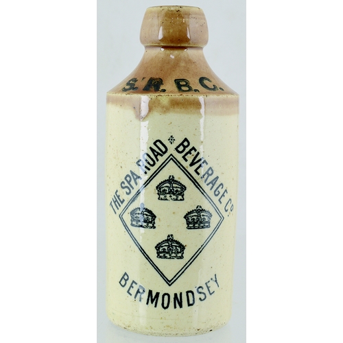 36 - BERMONDSEY GINGER BEER. 6.75ins tall. T.t, st, black transfer THE SPA ROAD BEVERAGE CO/ BERMONDSEY &... 