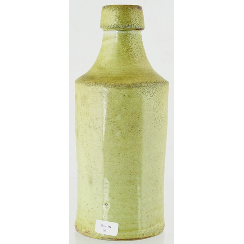 40 - DATED BLACKBURN SLAB SEAL GINGER BEER. 7ins tall. Grey/ green slip glaze, front slab seal JAMES HODS... 