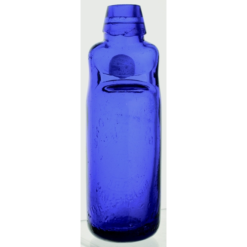 46 - BIRMINGHAM COBALT BLUE CODD. 6.9ins tall, 6oz, bright cobalt blue glass bulb neck codd, aqua marble.... 