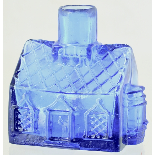 52 - COBALT BLUE CHANDLER COTTAGE INK. 2.5ins tall. Delicious mid cobalt blue glass classis sheared lip i... 