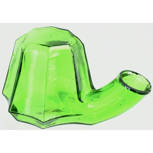 57 - TEAKETTLE INK. 2.25ins tall. Bright green glass, 8 sided, facetted teakettle, outstretched spout. 20... 