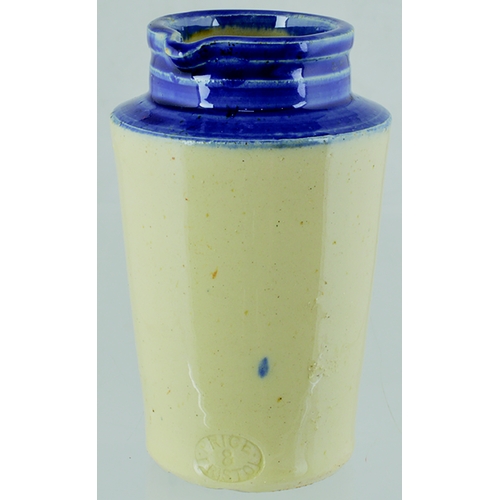 63 - SLEAFORD CREAM POT. 5.5ins tall. Blue top, blue transfer, SLEAFORD CREAMERY/ PURE CREAM..../ SLEAFOR... 