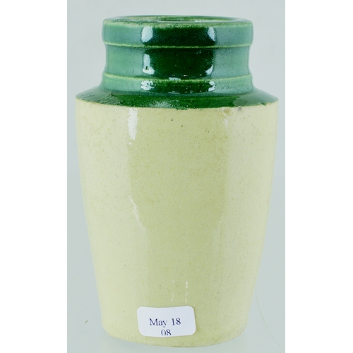 64 - NORTHALLERTON GREEN TOP CREAM POT. 4ins tall. Green top, black transfer THE WENSLEYDALE PURE MILK/..... 