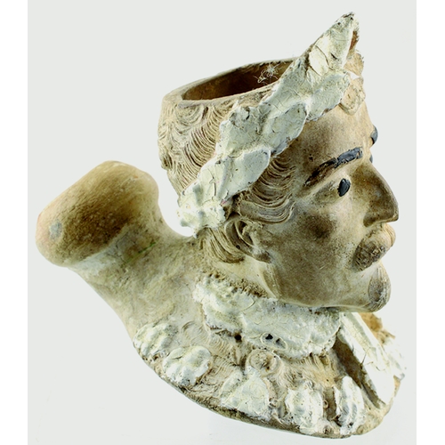 89 - CLAY PIPE BOWL. 2.5ins tallest point. Formed as Napoleon as Caesar (by Gambier). Base impressed DG. ... 