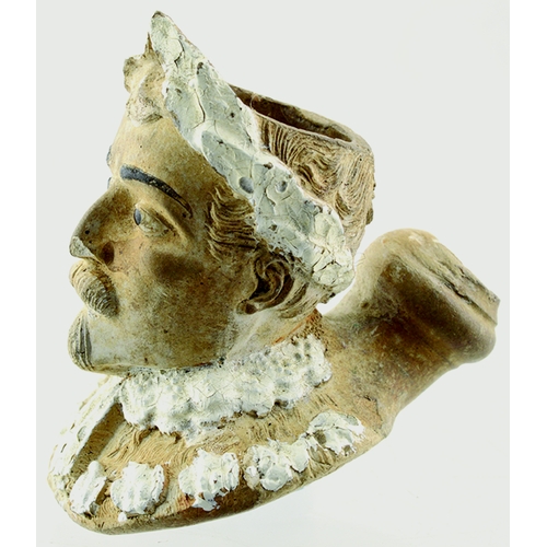 89 - CLAY PIPE BOWL. 2.5ins tallest point. Formed as Napoleon as Caesar (by Gambier). Base impressed DG. ... 