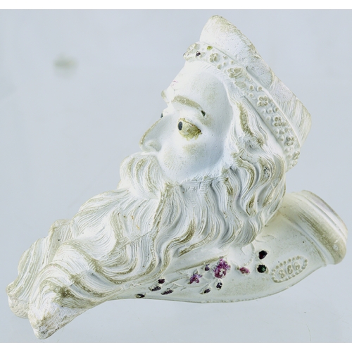 94 - CLAY PIPE BOWL. 3.25ins tallest point. Formed as man with large beard, floral detail below. Raised w... 