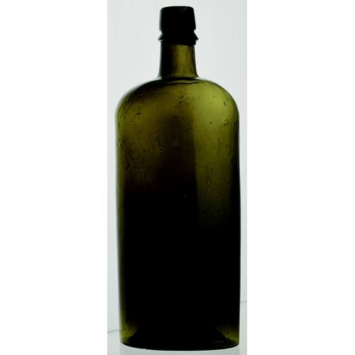 109 - HANDYSIDES HEALTH FOOD BOTTLE. 10.25ins tall. Olive green glass, embossed HEALTH FOOD/ PREPARED BY/ ... 