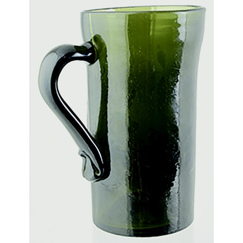 138A - BRISTOL END OF DAY FRIGGER TYPE TANKARD. 5ins tall, very dark green/ black glass. Heavily embossed t... 