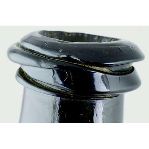 142 - DORSET SEALED CYLINDER WINE BOTTLE. (Burton Vol 3 Pg 1169) 10.75ins tall, c. 1790. Dark green/ black... 