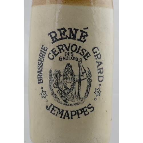 545 - BELGIUM GINGER BEER BOTTLE. 10.25ins tall. T.t, ch, strong black transfer BRASSERIE RENE GRARD/ CERV... 