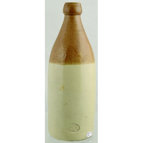 545 - BELGIUM GINGER BEER BOTTLE. 10.25ins tall. T.t, ch, strong black transfer BRASSERIE RENE GRARD/ CERV... 