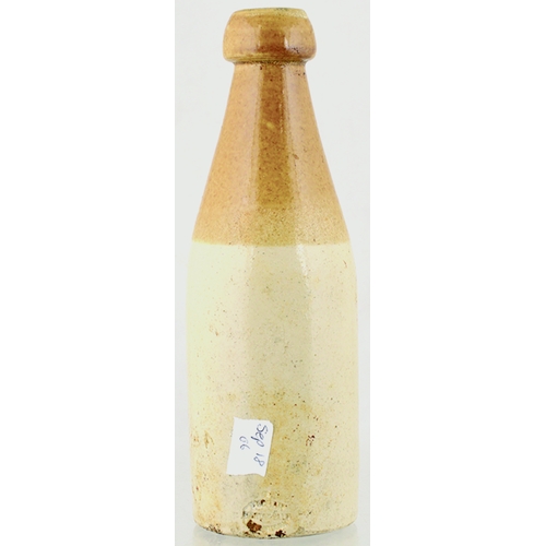 546 - HULL GINGER BEER BOTTLE. 8ins tall. T.t, ch, black transfer J. HINDLE/ & CO LTD/ GINGER BEER/ CHAPEL... 