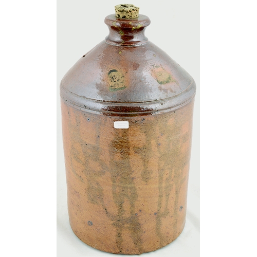 547 - BRIGHTON ONE GALLON FLAGON. 13.5ins tall. Very crude with lots of inmanufacture character! T.t, tan ... 