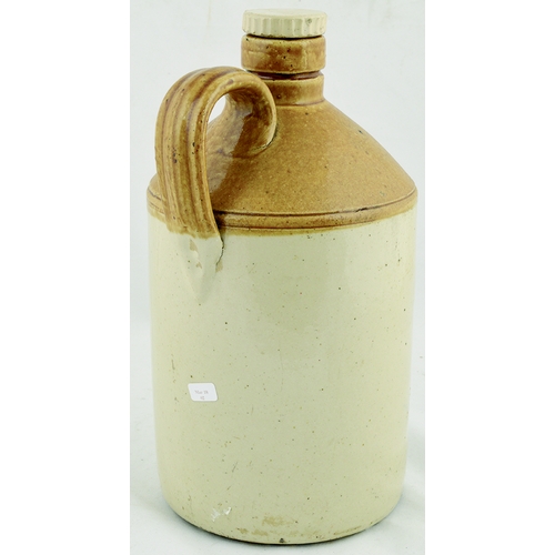 548 - ROCHDALE FLAGON. 11.5ins tall to top of screw stopper. T.t, half gallon flagon, front black transfer... 