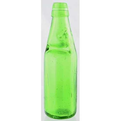 557 - SITTINGBOURNE CODD BOTTLE. 9ins tall. Pale green glass, 2 neck retaining lugs embossed E.S. FOSTER/ ... 