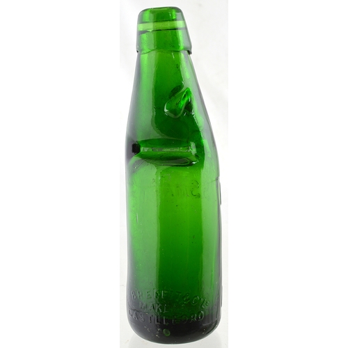 558 - ALNWICK GREEN CODD BOTTLE. 8ins tall. Green glass standard codd bottle embossed G.S. SMART/ ALNWICK ... 