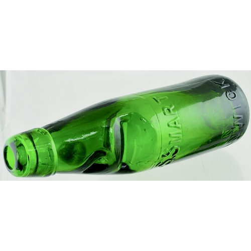 558 - ALNWICK GREEN CODD BOTTLE. 8ins tall. Green glass standard codd bottle embossed G.S. SMART/ ALNWICK ... 