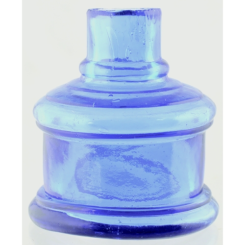 588 - MONCRIEFF INK. 2.75ins tall. Cobalt glass, circular shape ink, sheared lip, front embossed MONCRIEFF... 