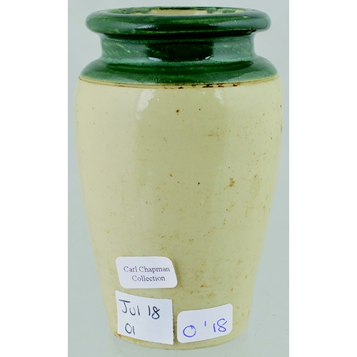 603 - MAIDSTONE CREAM POT. 4ins tall. Lower off white glaze, green top & transfer as previous lot, this be... 